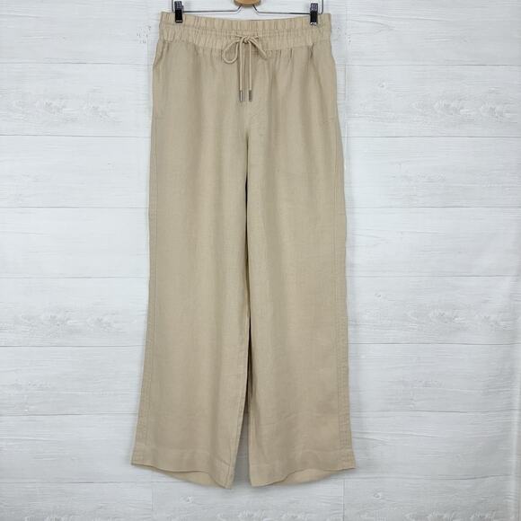 NWT Quince 100% European Linen Wide Leg Pants Size Large Driftwood Cream Beach - Picture 1 of 16